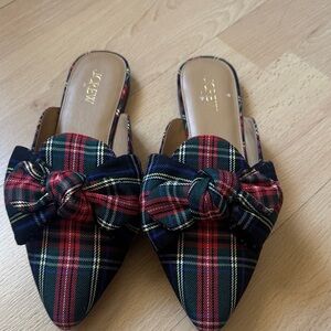 J. Crew Tarten Slip on Mules size 8.5